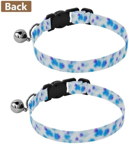 Blue White Tie Dye Easy to Clean Kitten Collars 2 Pack Adjustable Pet Collar