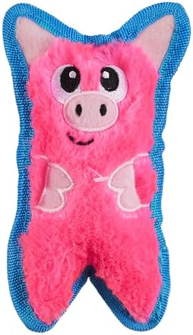 Outward Hound Durablez Minis Tough Chew Plush Squeaky Dog Toy, Pig, 6.8"