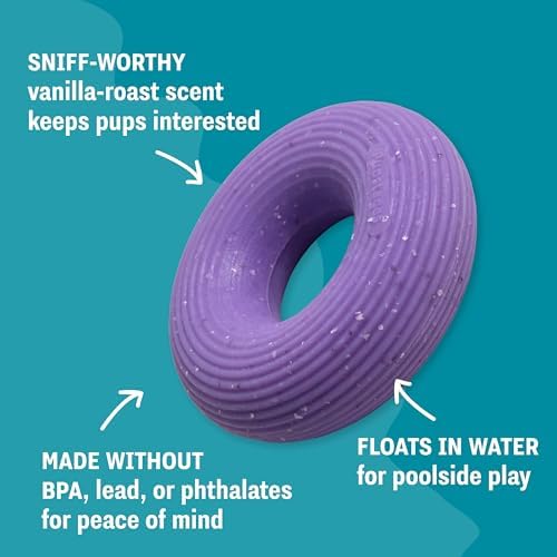 Flex-Force Ring Dog Toy for Fetch & Chew, Solid Core & Floats in Water, Vanilla-Roast Scent for Sensory Play, Power Chewers, All Breed Sizes, 4.6"