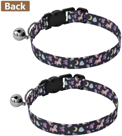 Colorful Unicorns Breakaway Cat Collars with Bell 2 Pack Cat Collars Adjustable 10.6 to 17.1 Inches
