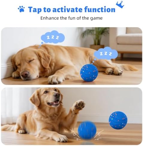 Smart Interactive Dog Toys Ball，Automatic Moving, Bouncing and Rotating,Pet-Safe & Durable E-TPU Material, IPX7 Waterproof, Active Rolling Ball for Puppy Medium Large Dogs, Long Battery Life (Blue)