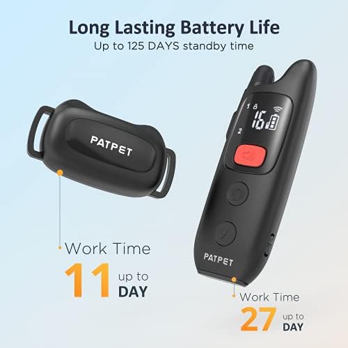 PATPET Dog Training Collar with Remote, IPX7 Waterproof Dog Shock Collar for Dogs, 3 Training Modes Beep Vibration 16 Levels, Rechargeable Dog Collars for Small Medium Large Dogs(10-140lbs)