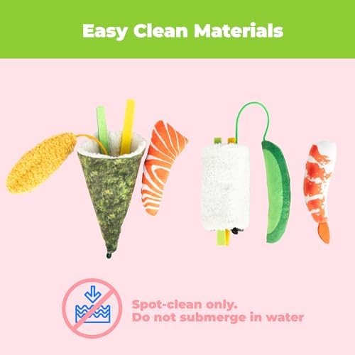 Best Pet Supplies Catify Interactive Cat Toy with Catnip - Sushi Rolls Set