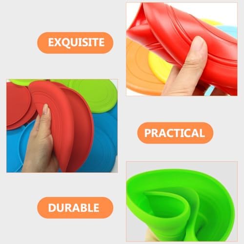 SHINEOFI 5pcs Dog Flying Disc for Puppies, Sturdy Floating Chewable Interactive Throwing Plates for Outdoor Training and Play, Set (Blue, Red, Purple, Green, Pink)