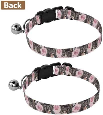 Cute Dog Macaron Pink Soft Polyester Pet Collar, 2 Pack Kitten Collar with Bell