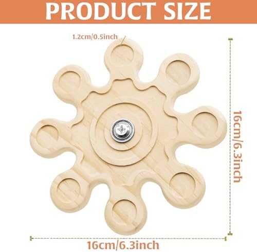 2Pcs Chinchilla Chew Toys Guinea Pig Toys Hamster Rabbit Cage Chew Accessories Rotating Grinding Natural Wooden Snowflake-Shaped 6.3 Inch Diameter Wheel Spinner Interactive for Enrichment Teeth