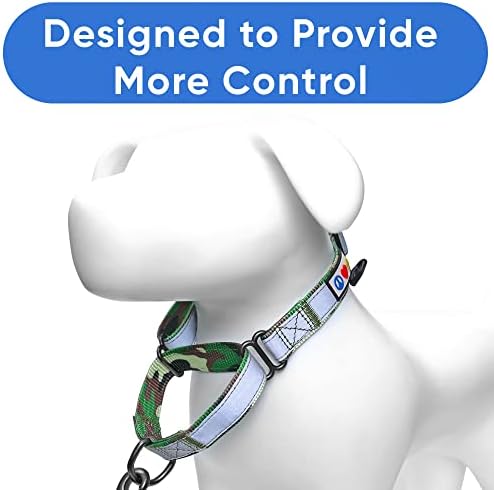 Pawtitas Customized Martingale Dog Collar Reflective Reflective Dog Collar Embroidered Personalized Name Phone Number Adjustable for Puppies Small Medium Large Size Dogs Medium Camouflage Green