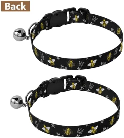 Yellow Bees Black Easy to Wear Dog Collar 2 Pack Collar for Kitten