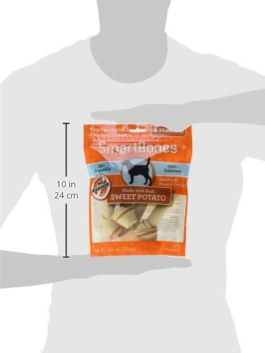 SmartBones Medium Bones Rawhide-Free Dog Treat, Real Sweet Potato, 4 Count | With Real Sweet Potato & Chicken, Easy To Digest Chew, Vitamin & Mineral Enriched, Supports Dental Health, For Medium Dogs