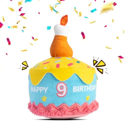 Dog Birthday Cake Toy, Larger Squeaky Plush Dog Birthday Party Decorations