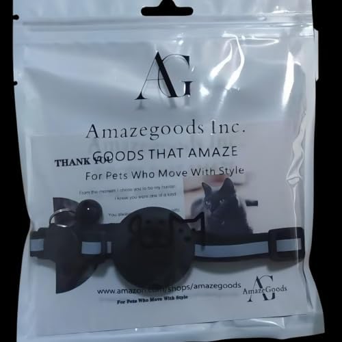 AirTag Cat Collar with AirTag Holder, Breakaway Reflective Cat Tracker Collar with Bell by AmazeGoods