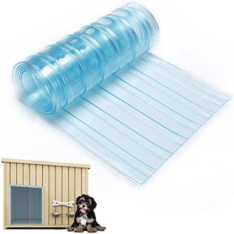 MEWTOGO 13.7in x 4.9ft Door Replacement Flaps for Dog House | Easy to Install & Cut Transparent Vinyl Strip for Doggie/Doggy/Cat Entry Door