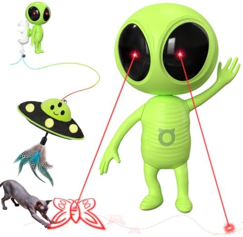 ORSDA Laser Cat Toys for Indoor Cats, 2 in 1 Interactive Automatic Dual Laser & Catnip UFO Dangler for Kitten Toys, Truly Random Trajectory Radar Motion-Activated, Rechargeable 4 Modes, Clamp Design