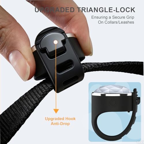2-Pack Dog Collar Lights, Yesbular USB-C Rechargeable Dog Light Clip-On, Waterproof LED Pet Safety Light with Adjustable Silicone Strap for Night Walking, Camping(RGB 7-Color)