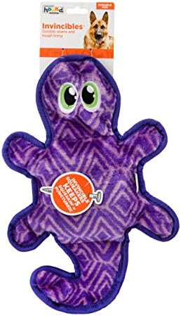 Outward Hound Durablez Medium Gecko Stuffing-Free Squeaky Plush Dog Toy for Puppies & Dogs - Interactive, Soft Yet Tough, No Mess, Jumbo Squeaker, Long-Lasting Play, 14 inch, Purple