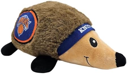 NBA New York Knicks Plush Hedgehog Toy for Dogs & Cats, Cool Soft Pet Toy for Fun and Interactive Play, Dog Chew Toy with Squeaker, Licensed Hot Pet Toy