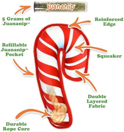 Doggijuana Candy Cane & Gingerbread Dog Toy Bundle | Holiday 2 Pack, Squeak
