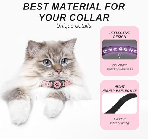 GPS Cat Tracker Collar (iOS & Android), No Monthly Fee Pet GPS Tracker Pink
