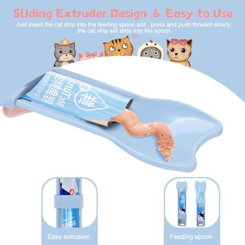 2 Pcs Cat Strip Feeders, Strip Squeeze Spoon for Wet Food Liquid Snack