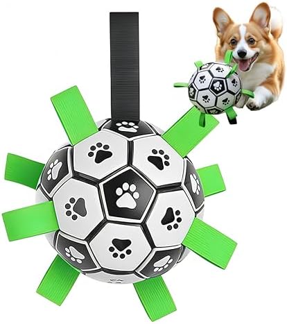 Dog Soccer Ball with Straps, 2026 World Cup Pet Soccer Ball Toy, Tough Herding Ball for Small & Medium Dogs, Interactive Training Toy for Indoor/Outdoor/Water Play, Durable Dog Toys (B, 6in)