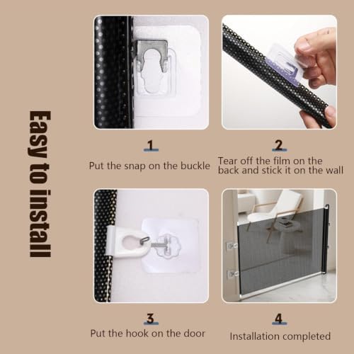 Retractable Pet Safety Gate Barrier, Adjustable Pet Security Gate for Stair
