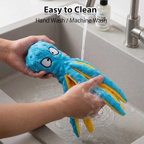 Squeaky Dog Toys, 2PCS Crinkle Octopus No Stuffing Plush Dog Toys