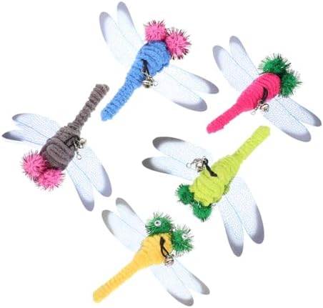 Toyvian 5 Pcs Replacement Dragonfly Heads for Interactive Cat Teaser Wand Toys Durable Plush Refill Kit for Engaging Indoor Kitten Play
