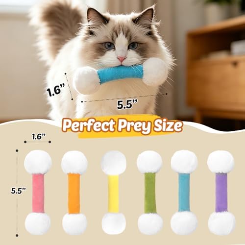 CiyvoLyeen Plush Cotton Swab Catnip Toys for Indoor Cats 6 Pack