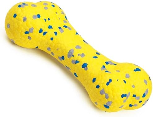 Moonorange 7.28" Indestructible Large Bone Balls for Aggressive Chewers Durable Stick Bouncy Interactive Chew Toy for Dogs Fetch Game Lightweight Floating Outdoor Training, Yellow