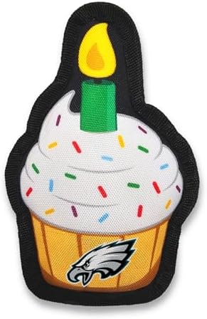 NFL Philadelphia Eagles Dog Birthday Party Set 10pcs with 1 Football Bandana Large/X-Large, 1 Crown Hat, 1 Banner, 1 Birthday Cake Toy & 6 B-Day Balloons, Dog Birthday Set, Costume, Fun Doggie Pawty