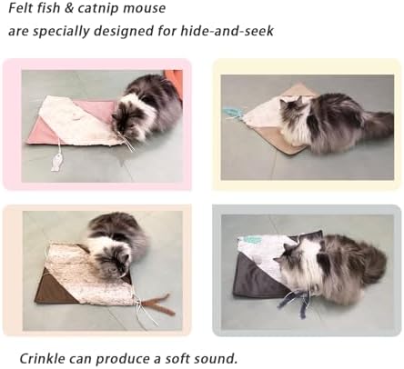 Cat Crinkle Play Mat with Catnip Interactive Cats Activity Mat for Indoor