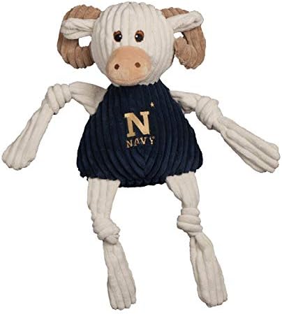 HuggleHounds Knottie Plush Dog Toy - Stuffed Animal Toy, Puppy Toys, Squeaky Dog Toy for Small, Medium & Large Dogs, Durable Plush to Keep Busy, Officially Licensed - Navy Bill The Goat, Large