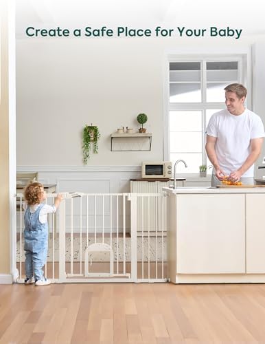 Babelio Extra Wide Baby Gate with Cat Door, CatPrivilege III, 29-55"