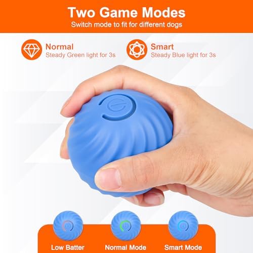 NEOALLYPETS Smart Interactive Dog Toy Ball, Active Rolling Wicked Ball with Automatic Bouncing and Rotating for Puppy/Small Dogs Durable, Chewable, USB Recharger and Fun Gift Toy to Dog (Large)