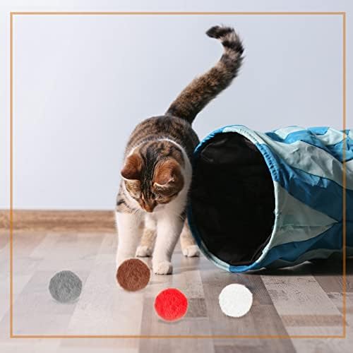 LEIFIDE 12 Pcs Real Rabbit Fur Ball Poms Cat Toys, Bright Color