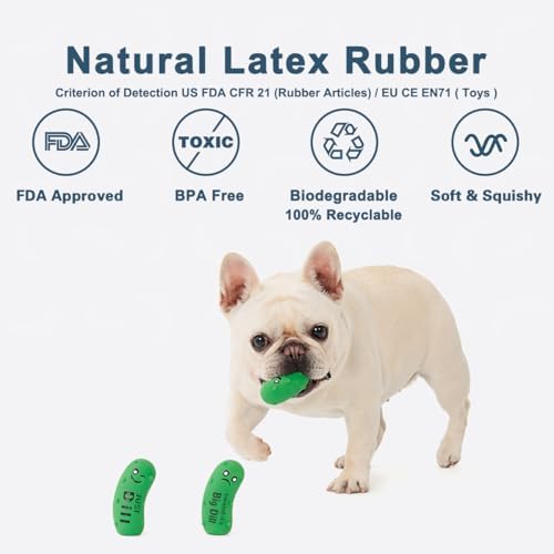 Squeaky Dog Toys, Soft Latex Rubber Squeaky Ball for Small Dogs Puppies, Cute Bounce Squeak Crunchy Pickle Pet Dog Toy