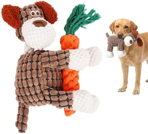 Indestructible Dog Toys for Aggressive Chewers, Squeaky Plush Chew Toy