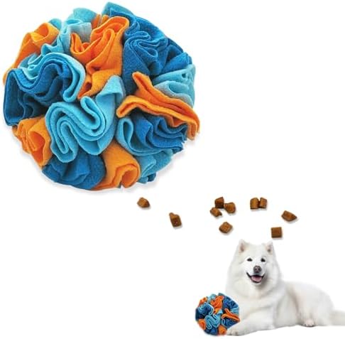 Andiker 5.9" Snuffle Ball for Dogs, Plush Colorful Interactive Snuffle Ball Hide Treat Dog Puzzle Toy for Relieving Boredom and Training Machine Washable Dog Ball for Small Dog (Blue, S)