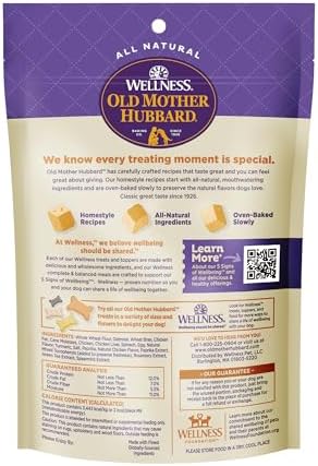 Old Mother Hubbard Wellness Training Bitz Assorted Mix Dog Treats, Natural Biscuits, 3 Flavors, 8 oz Bag (Pack of 2)