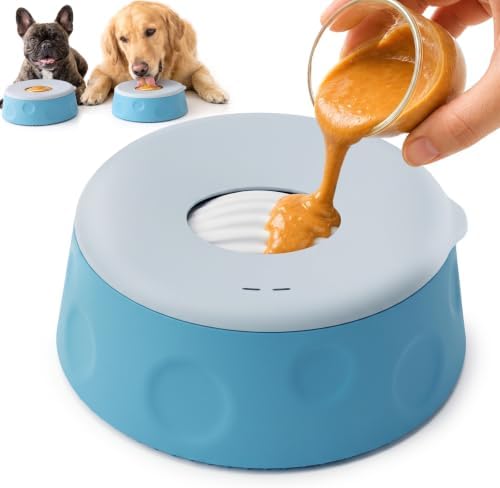 Slow Feeder Dog Bowl with Rolling Ball, Interactive Dog Lick Bowl