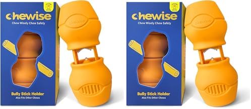 PetClan Chewise Bully Stick Holder, Improved Bully Sticks Holder, Ultimate Secure Heavy Duty, BPA-Free Safety Device to Prevent Choking, Fits Various Bully Sticks and Dog Sizes (Pack of 2)
