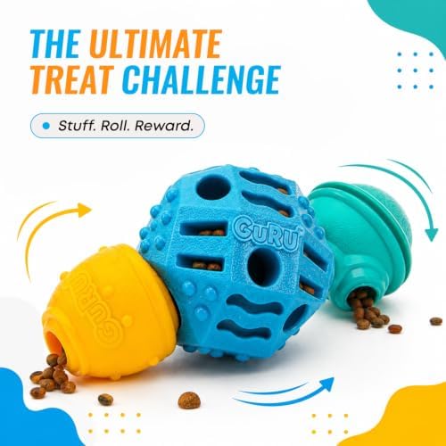 GURU Treat Station Interactive Dog Puzzle Toy - Treat Dispensing Enrichment Toy with Connecting Modules - Durable Chew Pro Rubber Mental Stimulation Toy for Large Dogs - Multi-Textured