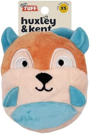 Huxley & Kent Funny Dog Toy w/Squeaker – Power Plush Squeaky Dog Toys for Small Dogs – Durable Small Stuffed Animal for Indoor Play & Fetch - Tiny Tuff Nutty Buddy