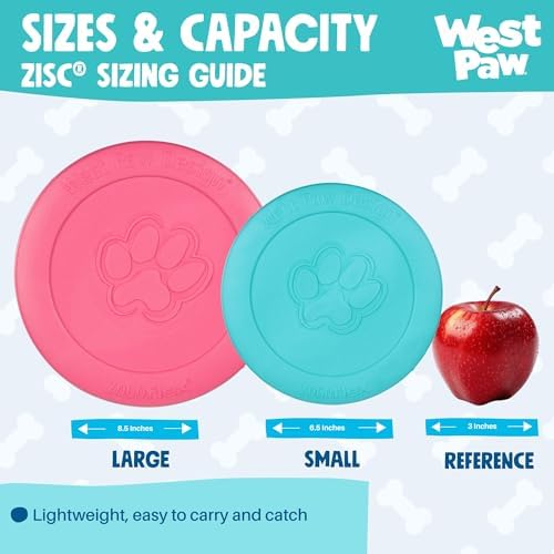 WEST PAW Zogoflex Zisc Dog Flying Disc, High Flying Aerodynamic Disc for Dogs Puppy – Lightweight, Floatable Disc for Fetch, Tug of War, Catch, Play – Doubles as Food/Water Bowl, Large 8.5", Geranium