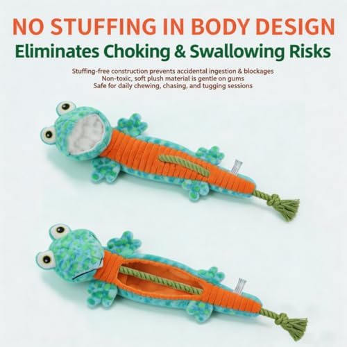 23.62 Inch Stuffing Free Lizard Squeaky Dog Toy, Tug Chew Toy for Dogs
