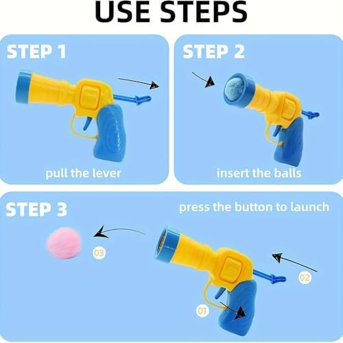 Cat Ball Toy Launcher Gun, 50 Plush Balls and 1 Plastic Gun, Fun Interactive Cat Toys