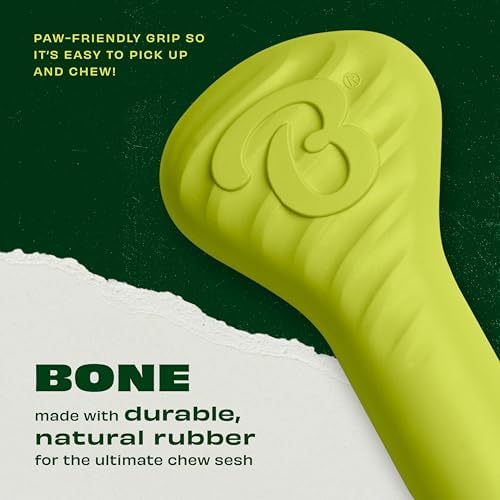 Benebone Natural Rubber Dog Bone Chew Toy, Small | Natural Rubber, Tough But Gentle, Easy-Grip Design, Great for Fetch, Dishwasher Safe, Dog Bones, Long-Lasting