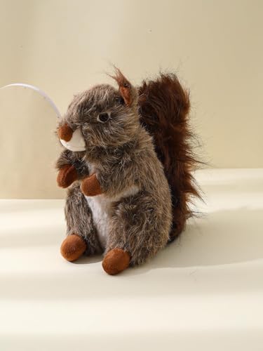 Squirrel Squeaky Dog Toy for Aggressive Chewers, Plush Interactive Dog Toy for Small Medium Large Dogs, Soft Stuffed Puppy Toy for Chewing, Fetch, Tug, Boredom Relief and Indoor Play