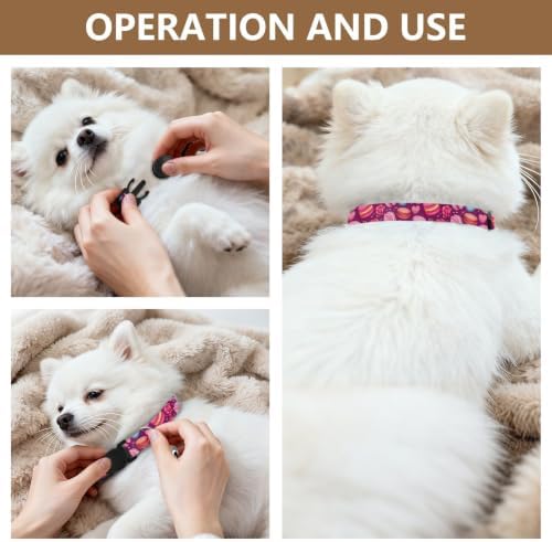 Cute Macaroons Pink Dog Collars for Small Dogs, 2 Pack Dog Bell Collar