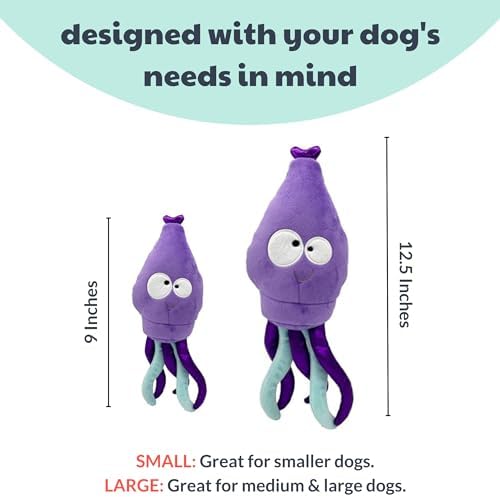 Huxley & Kent Slappies Plush Dog Toy, Squiggly Squid, Small